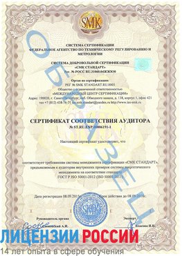Образец сертификата соответствия аудитора №ST.RU.EXP.00006191-1 Печора Сертификат ISO 50001